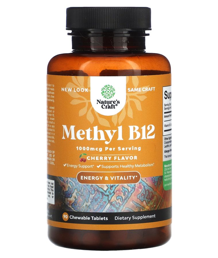 Nature's Craft Methyl B12 Cherry 1000 mcg 90 Chewable Tablets