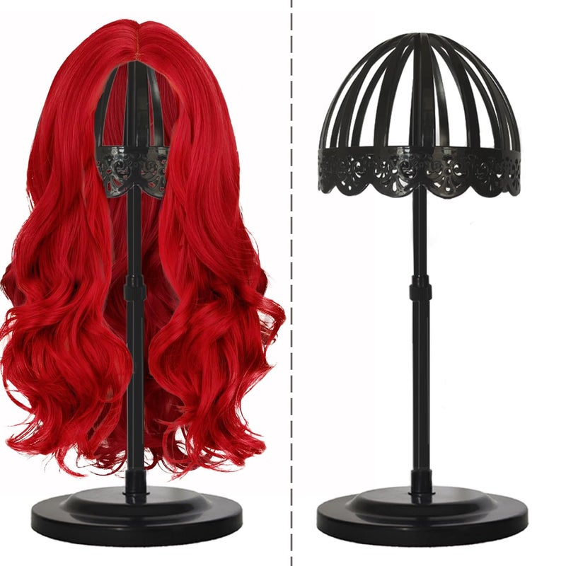 Adjustable Height Portable Wig Holder - Black Wig Head Stand Display Stand