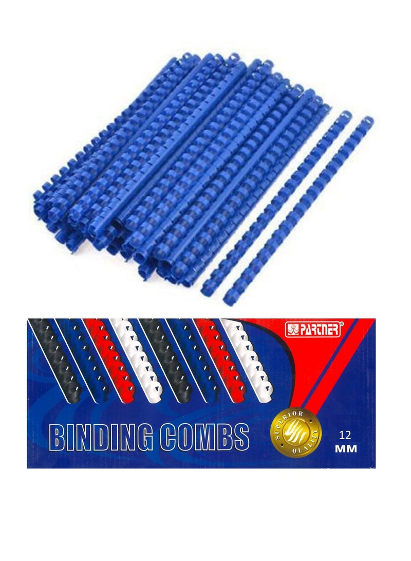 PARTNER 100-Piece Binding Combs 12mm Blue - Image 1