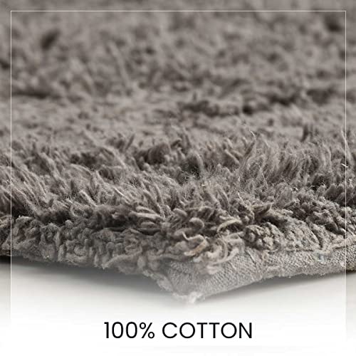 SASHAA WORLD Solid Anti-Skid Cotton Bathmat and Contour Set for Bathroom, Ultra Soft & Absorbent, Tufted Weave, Anti-Slip Latex Backing, Includes Contour & Rectangle Mat, 50X80cm, Charcoal,Pack of 2 - Image 5