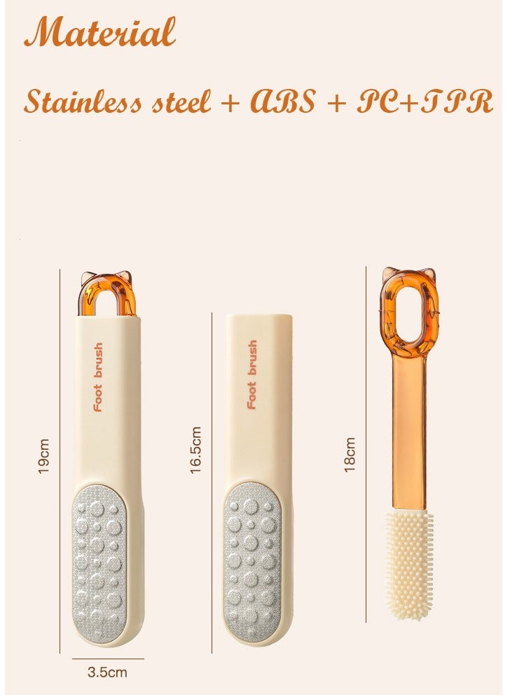 2-piece mixed pack, multi-functional foot seaming brush foot scrub board to remove dead skin brush feet, orange and white - Image 2