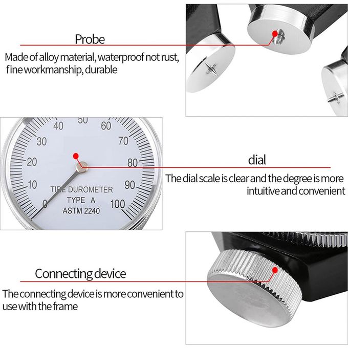 Hilitand Rubber Hardness Tester, Shore Type A/O/D Rubber Tire Durometer Hardness Tester Meter 0-100 Ha (A Type) - Image 3