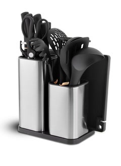Haus Roland 16 Pieces Knife and Kitchen Utensils Set, Stainless Steel Blocksets with Utensil Holder, In Built Spoon Rest, Kitchenware Organizer, Knife Holder, Scissors and Cutting Board, Camping Set