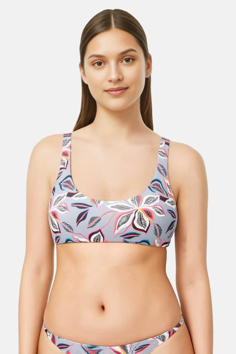 Billabong بلوزة بيكيني مبطنة قليلاً بطبعة شاملة للنساء، متعددة الألوان - Image 1