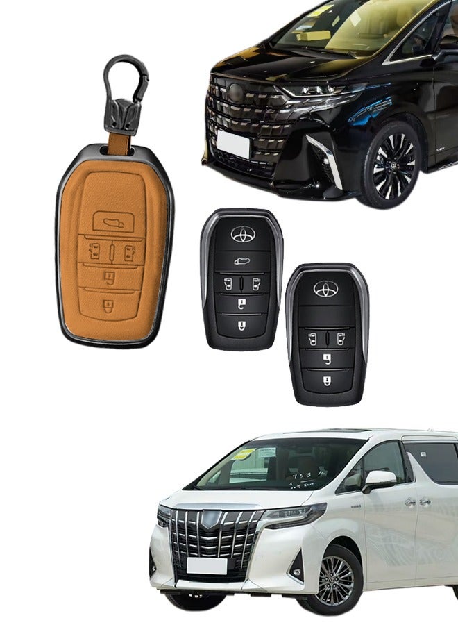 غطاء مفتاح السيارة ، مناسب لغطاء مفتاح تويوتا 5 مفاتيح ، مضاد للسقوط ، مقاوم للارتداء ، مادة: جلد البقر. - Image 1