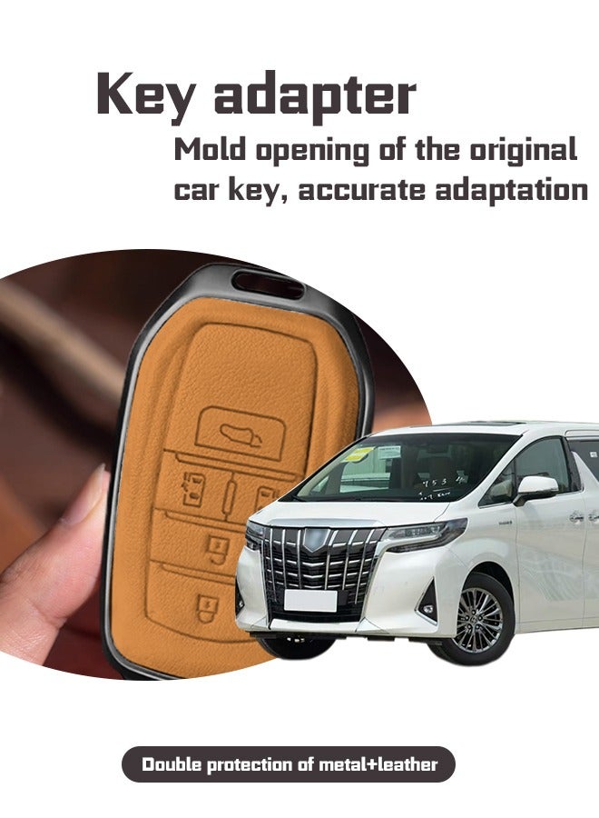 غطاء مفتاح السيارة ، مناسب لغطاء مفتاح تويوتا 5 مفاتيح ، مضاد للسقوط ، مقاوم للارتداء ، مادة: جلد البقر. - Image 2