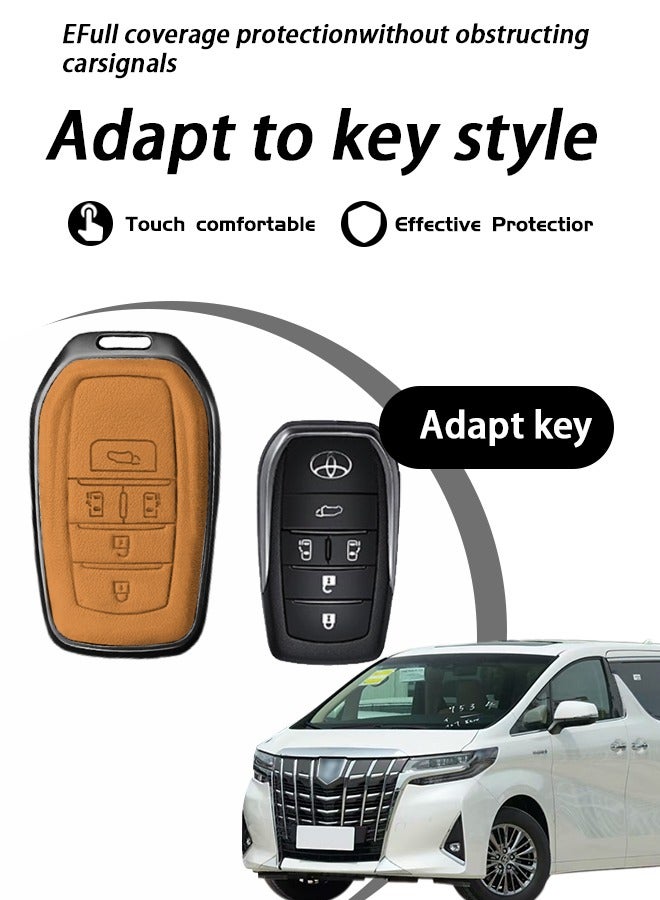 غطاء مفتاح السيارة ، مناسب لغطاء مفتاح تويوتا 5 مفاتيح ، مضاد للسقوط ، مقاوم للارتداء ، مادة: جلد البقر. - Image 3