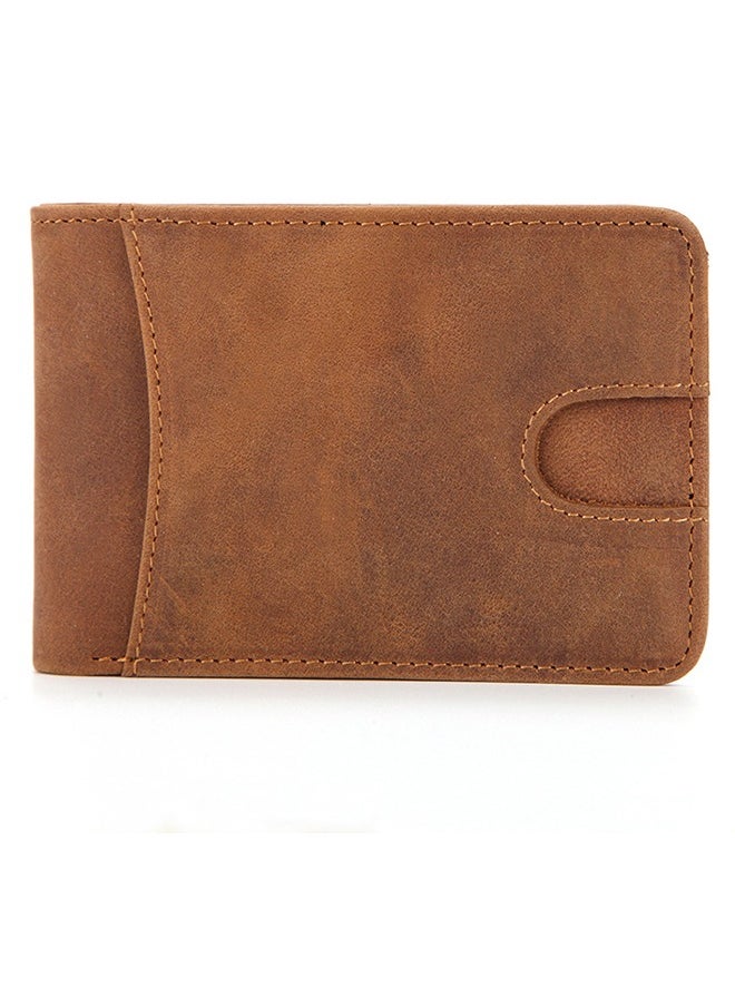 Generic RFID-Protected Men's Genuine Cowhide Slim Wallet – Ultra-Thin Cardholder for Cash, Coins & 10+ Cards (Brown)  - Image 1