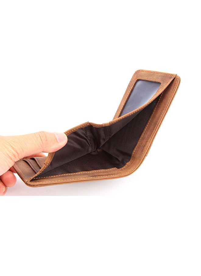 Generic RFID-Protected Men's Genuine Cowhide Slim Wallet – Ultra-Thin Cardholder for Cash, Coins & 10+ Cards (Brown)  - Image 5