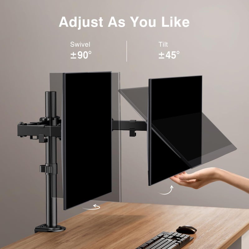 ErGear Dual Monitor Stand, Heavy Duty Adjustable Monitor Desk Mount for 2 Screens up to 32 Inches, Fully Adjustable Height, Tilt, Swivel, Rotate, Supports 17.6 lbs per Monitor Arm, Easy Installation - Image 4
