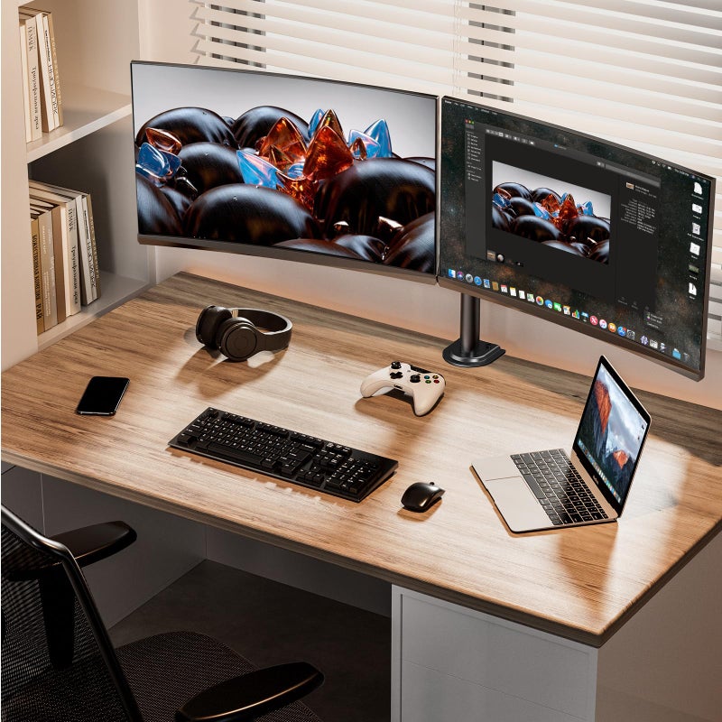 ErGear Dual Monitor Stand, Heavy Duty Adjustable Monitor Desk Mount for 2 Screens up to 32 Inches, Fully Adjustable Height, Tilt, Swivel, Rotate, Supports 17.6 lbs per Monitor Arm, Easy Installation - Image 2