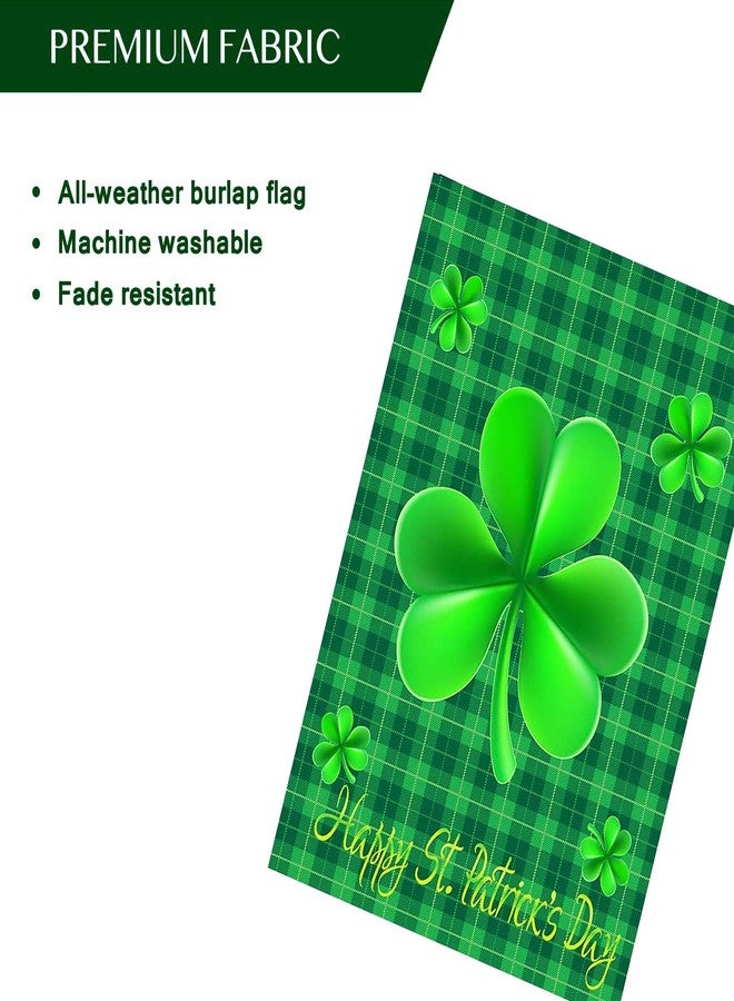 WENWELL Happy St Patricks Day House Garden Flags,Shamrock Buffalo Check Plaid Rustic Burlap Yard Sign Decorations,Spring Banners for Outdoor 12 x 18 Inch Double Sided (Green) - Image 3
