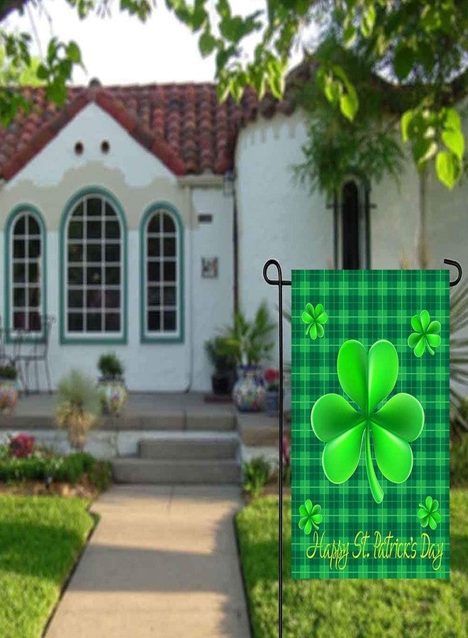 WENWELL Happy St Patricks Day House Garden Flags,Shamrock Buffalo Check Plaid Rustic Burlap Yard Sign Decorations,Spring Banners for Outdoor 12 x 18 Inch Double Sided (Green) - Image 5