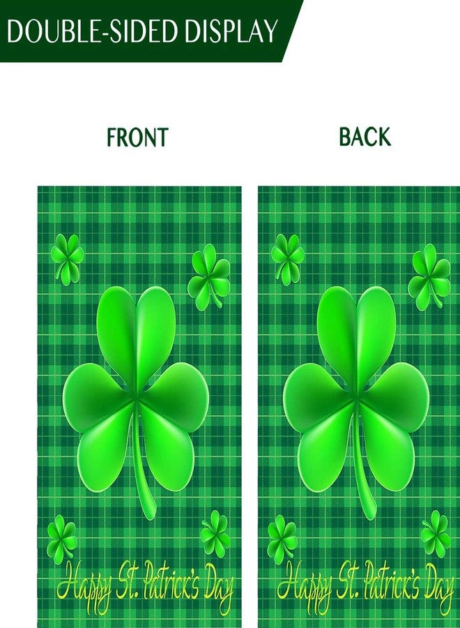 WENWELL Happy St Patricks Day House Garden Flags,Shamrock Buffalo Check Plaid Rustic Burlap Yard Sign Decorations,Spring Banners for Outdoor 12 x 18 Inch Double Sided (Green) - Image 4