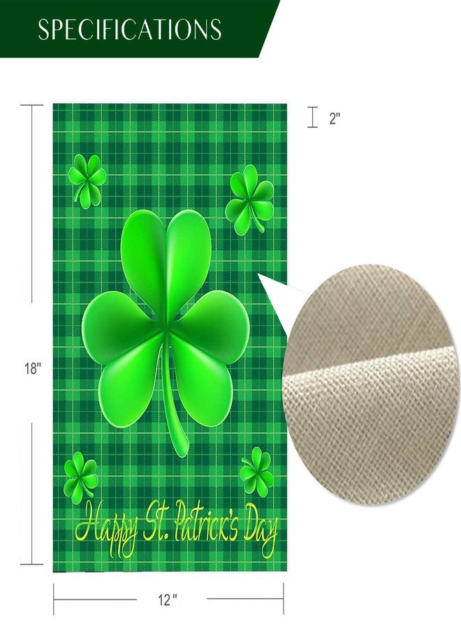 WENWELL Happy St Patricks Day House Garden Flags,Shamrock Buffalo Check Plaid Rustic Burlap Yard Sign Decorations,Spring Banners for Outdoor 12 x 18 Inch Double Sided (Green) - Image 2
