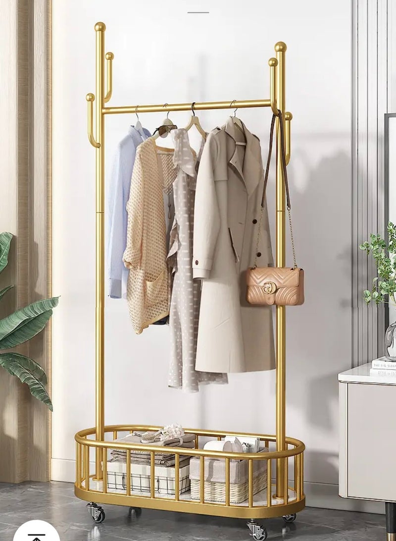 SHEE ONE Luxury Metal Clothes Rack on Wheels - Clothes Organizer with a Modern and Practical Design, Gold - Image 5