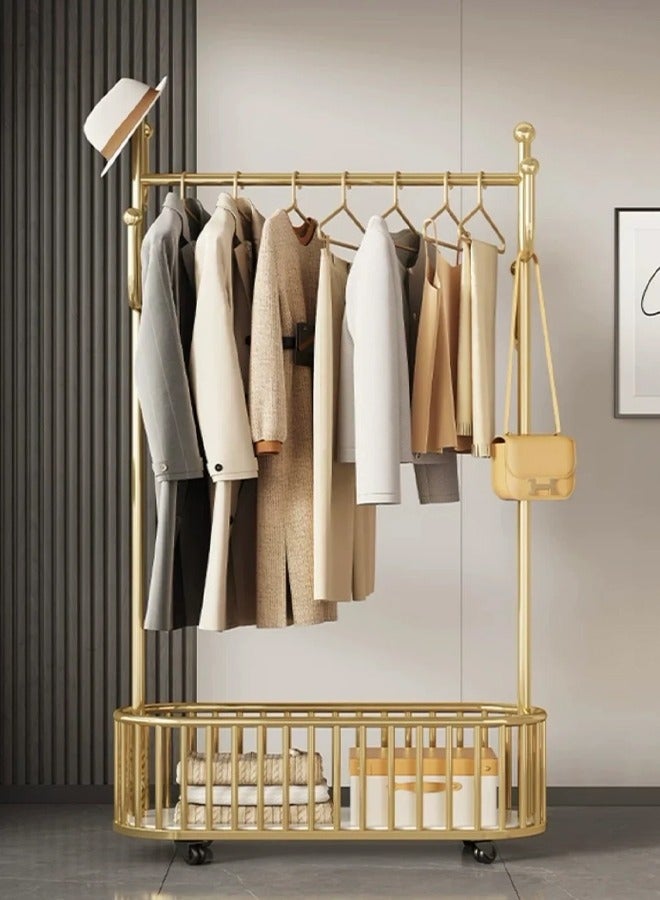 SHEE ONE Luxury Metal Clothes Rack on Wheels - Clothes Organizer with a Modern and Practical Design, Gold - Image 1