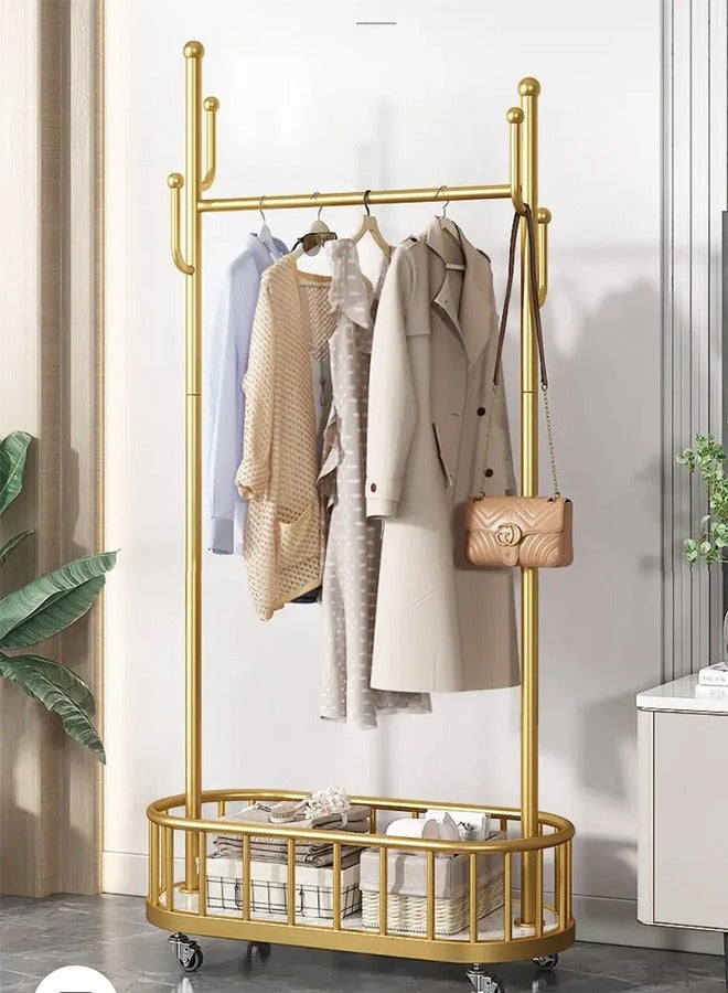 SHEE ONE Luxury Metal Clothes Rack on Wheels - Clothes Organizer with a Modern and Practical Design, Gold - Image 3