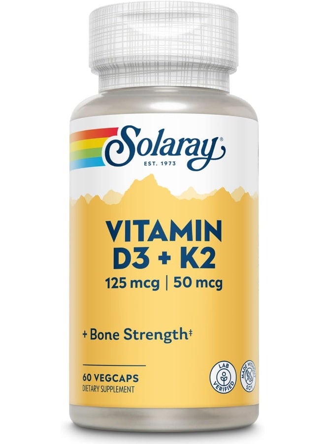 SOLARAY SOLARAY Vitamin D3 5000 Iu & K2 50 Mcg Mk7 60 Vegetarian Capsules - Image 1