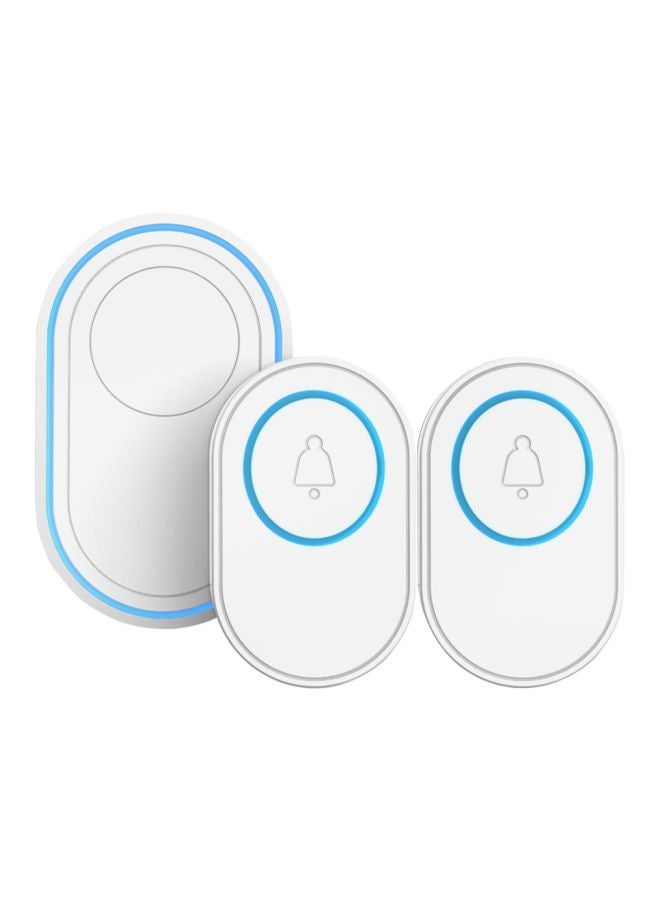 Wireless Doorbell Kit With EU Plug White/Blue Doorbell on - 2x(2.7x1.7x0.7), Hub - (3.6x2.2x1.9)inch - Image 1