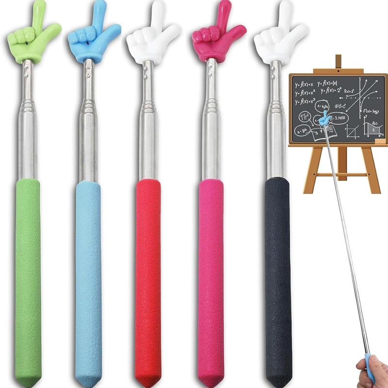 Kamwuld 5Pcs Pointer Finger Stick - Multipurpose Teacher Supplies Pointer Stick, Classroom Pointer and Finger Pointer Stick, Engaging Colors - Classroom Essentials for Effective Presentations - Image 1