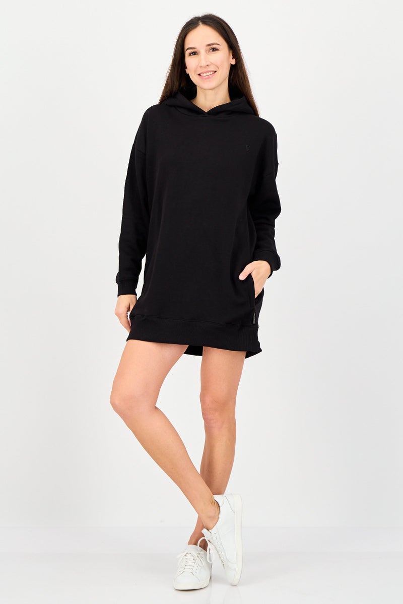 French Connection فستان سويت شيرت نسائي سادة، أسود - Image 4