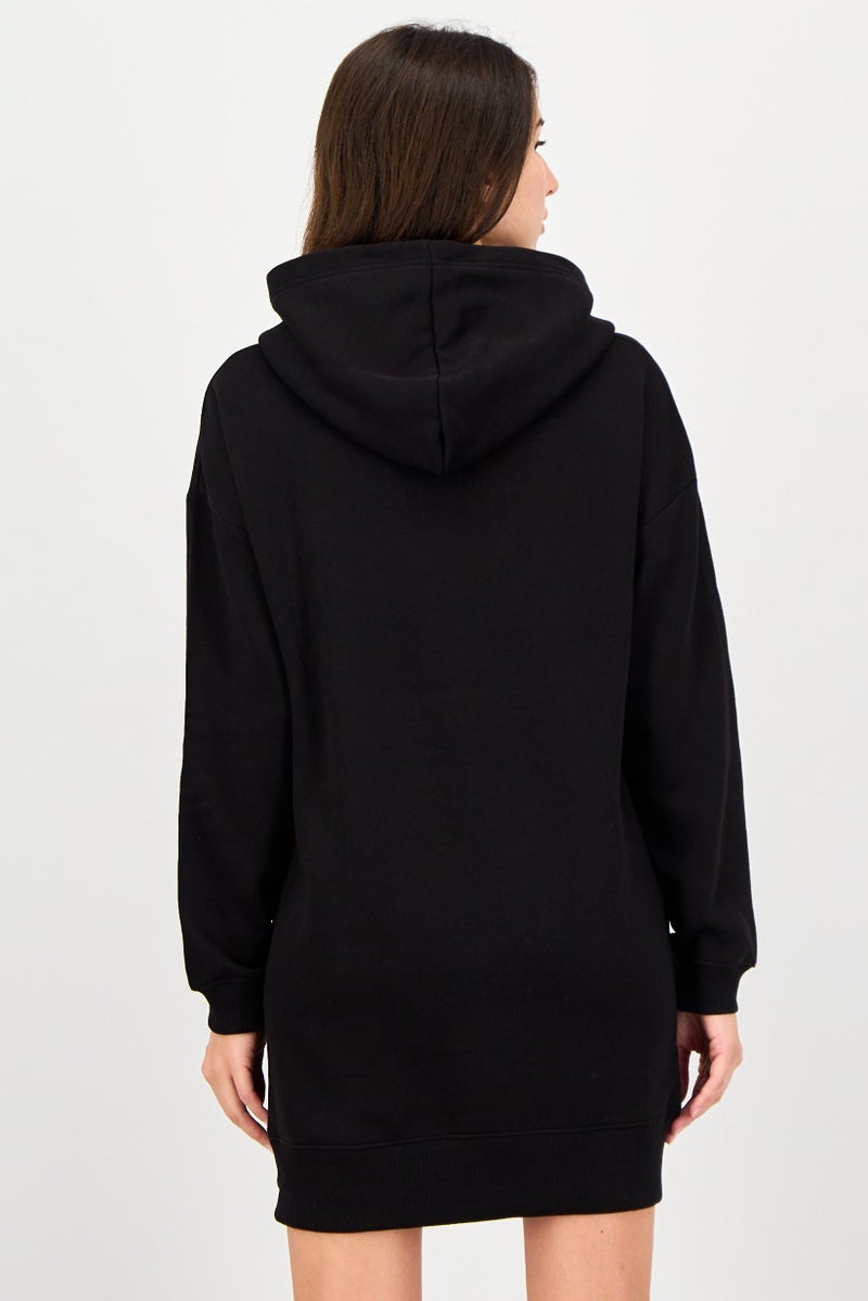 French Connection فستان سويت شيرت نسائي سادة، أسود - Image 3