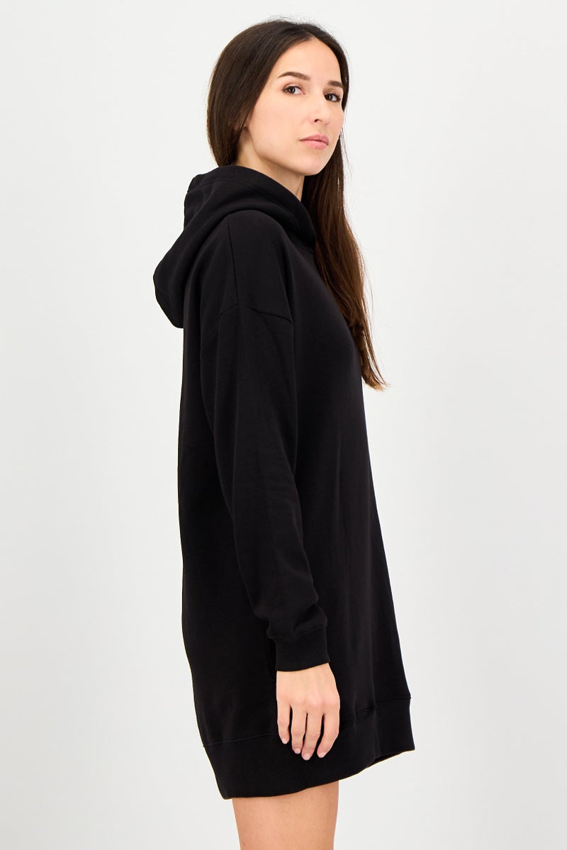 French Connection فستان سويت شيرت نسائي سادة، أسود - Image 2