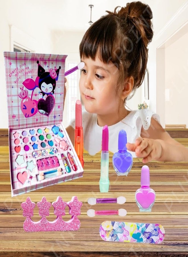 PLUSPOINT Kids Makeup Kit for Girls, Washable Makeup Set for Girls, Make up Set for Kids, Girl Toys Children Play Beauty Kit with Folding Case Birthday Gifts for Girls Age 4 5 6 7 8 Year Old - Image 3