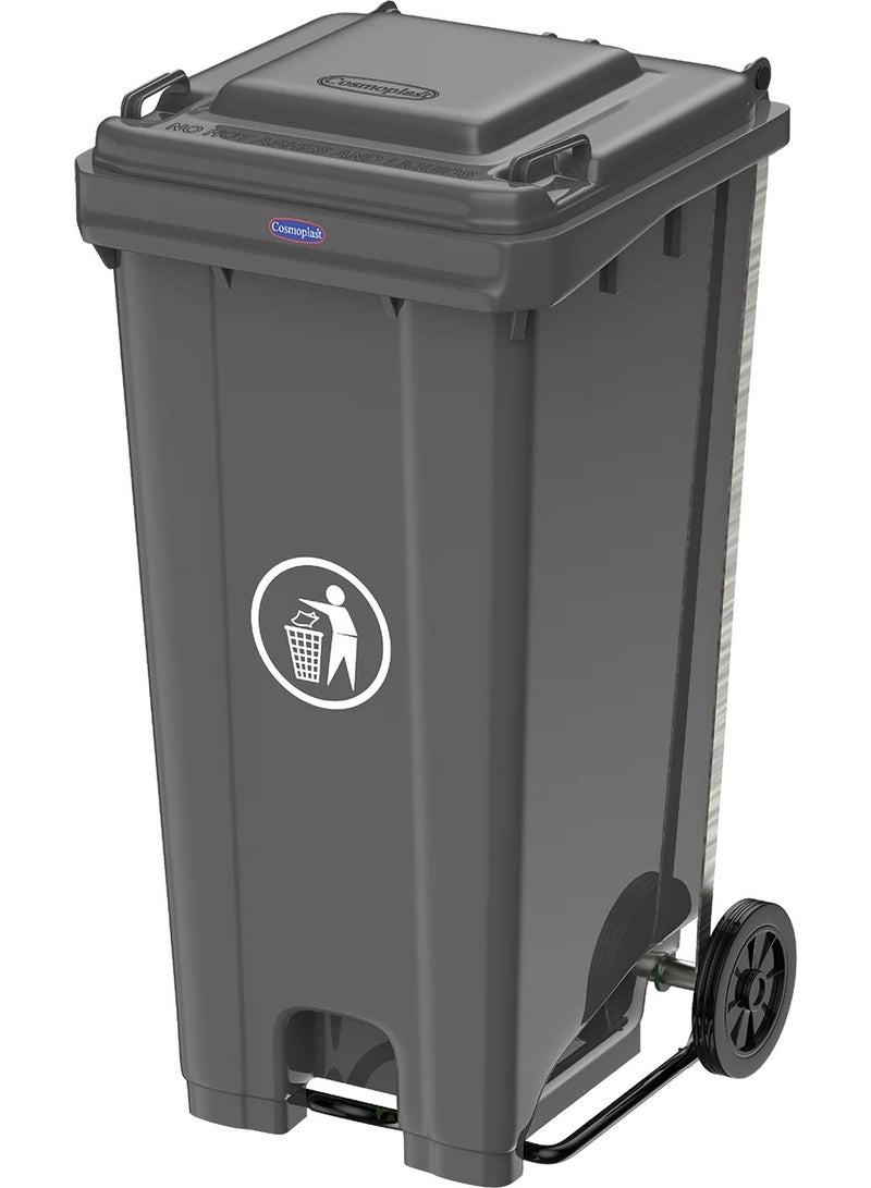 Cosmoplast Cosmoplast 120L Industrial Waste Bin with Pedal & Wheels 