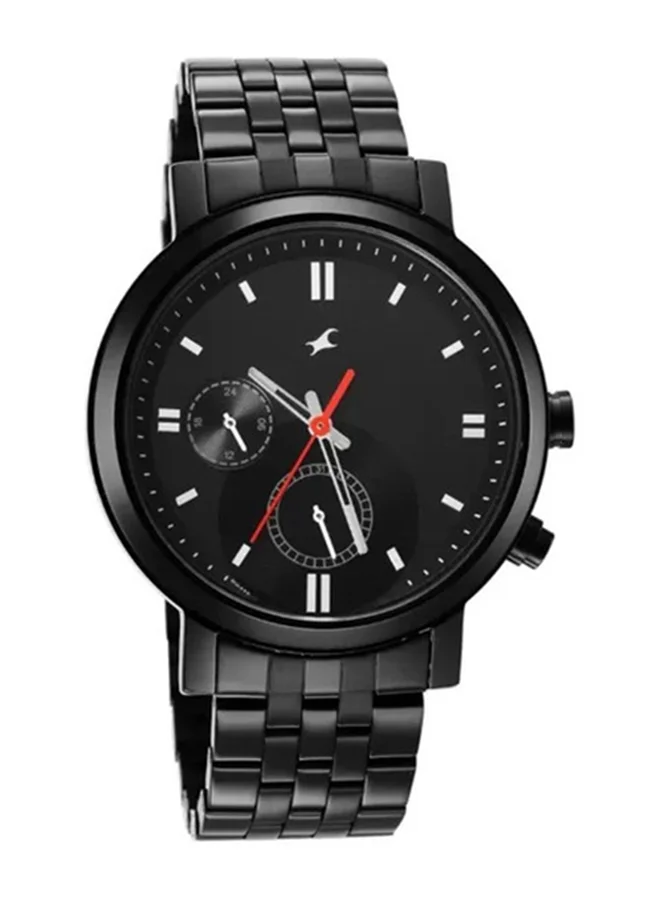 فاستراك Fastrack Tick Tock Quartz Multifunction Watch for Guys With Black Dial Metal Strap