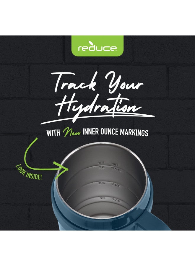 REDUCE Cold1 40 oz Tumbler with Handle - Vacuum Insulated Stainless Steel Water Bottle for Home, Office or Car, Reusable Mug with Straw or Leakproof Flip Lid, Keeps Drinks Cold All Day- Gloss Dark Web - Image 3