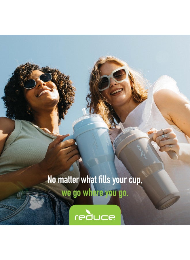 REDUCE Cold1 40 oz Tumbler with Handle - Vacuum Insulated Stainless Steel Water Bottle for Home, Office or Car, Reusable Mug with Straw or Leakproof Flip Lid, Keeps Drinks Cold All Day- Gloss Dark Web - Image 4