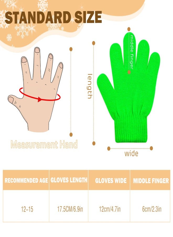 ONESING 12 Pairs Children Gloves - Warm Knitted Winter Gloves Bulk for Girls Boys | Kids Gloves Designed for Cold Weather Mixcolor R - Image 3