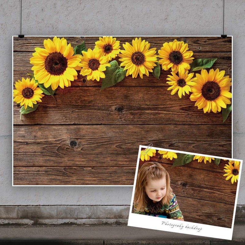 Yeele خلفيات عباد الشمس ييل 7x5 قدم قماش فينيل بني خشبي م rustic خلفية تصوير أرضية خشبية زينة حفلات استحمام الأطفال أعياد الميلاد حفلات الزفاف لافتة صورة تصوير بوث دعائم - Image 3