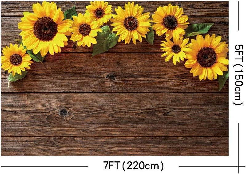 Yeele خلفيات عباد الشمس ييل 7x5 قدم قماش فينيل بني خشبي م rustic خلفية تصوير أرضية خشبية زينة حفلات استحمام الأطفال أعياد الميلاد حفلات الزفاف لافتة صورة تصوير بوث دعائم - Image 5