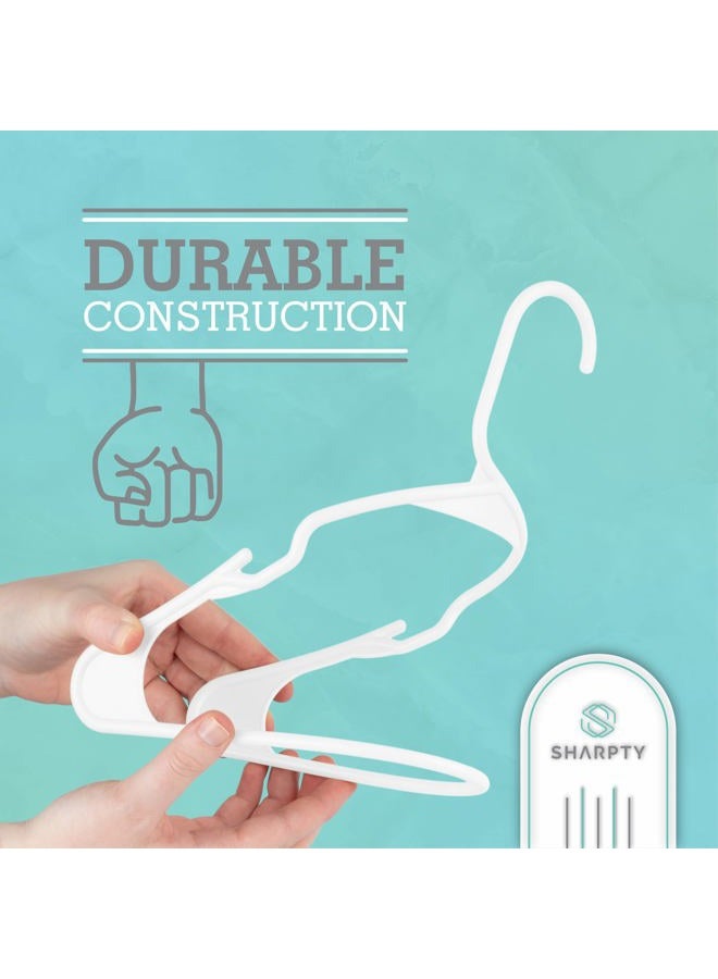 Sharpty Plastic Hangers Clothes Hangers for Clothing, Closet, Coats & Shirts - Notched, Heavy Duty, Thick, Tough & Space Saving - for Everyday Standard Use, Room Essentials & Basics - 20 Pack - White - Image 3