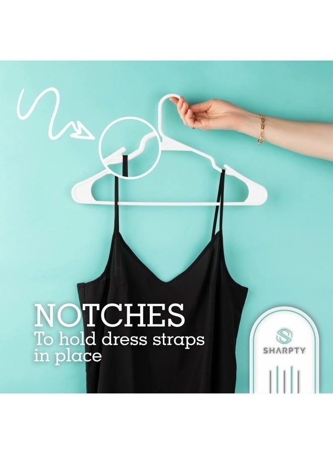 Sharpty Plastic Hangers Clothes Hangers for Clothing, Closet, Coats & Shirts - Notched, Heavy Duty, Thick, Tough & Space Saving - for Everyday Standard Use, Room Essentials & Basics - 20 Pack - White - Image 4