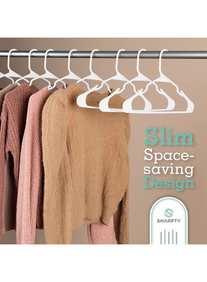 Sharpty Plastic Hangers Clothes Hangers for Clothing, Closet, Coats & Shirts - Notched, Heavy Duty, Thick, Tough & Space Saving - for Everyday Standard Use, Room Essentials & Basics - 20 Pack - White - Image 5