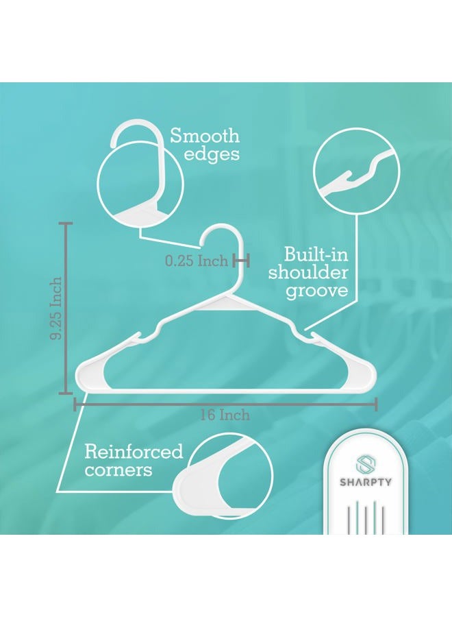 Sharpty Plastic Hangers Clothes Hangers for Clothing, Closet, Coats & Shirts - Notched, Heavy Duty, Thick, Tough & Space Saving - for Everyday Standard Use, Room Essentials & Basics - 20 Pack - White - Image 2