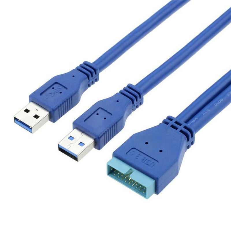 JSER Dual Port USB 3.0 A Male to 20 Pin Male Motherboard Extension Cable Adapter 5Gbps - Image 2