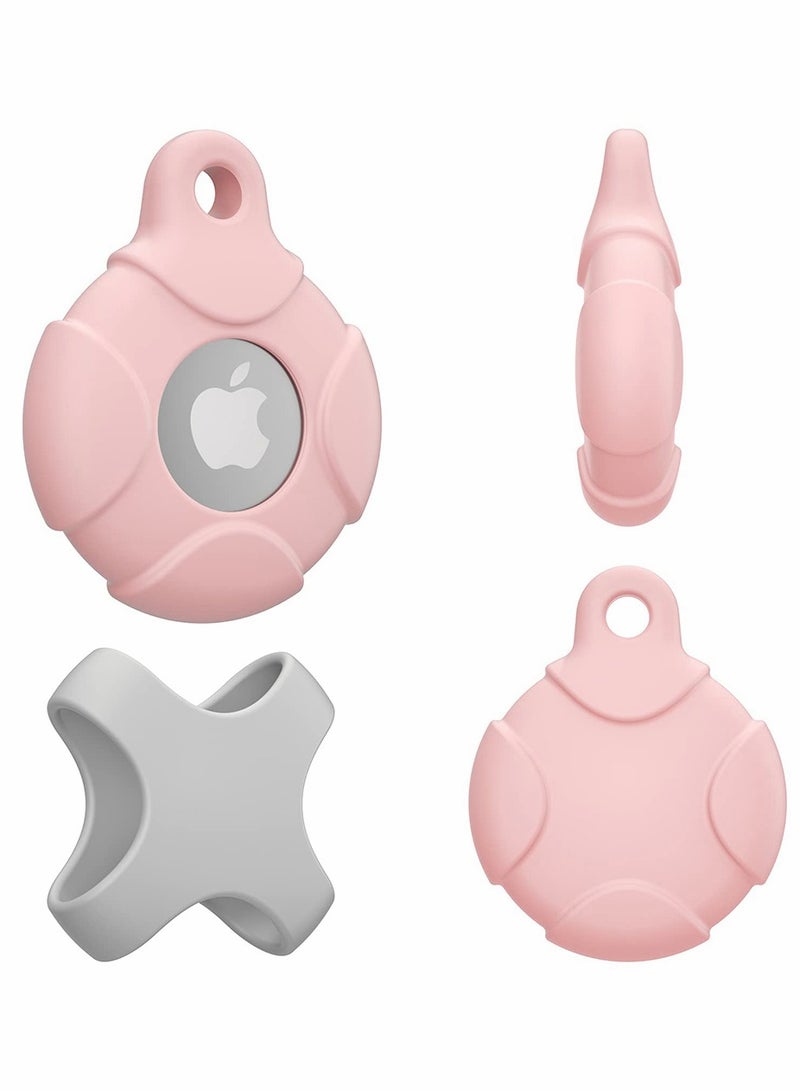 SYOSI Case for Apple AirTag with Keychain Ring 2 Pack Silicone Waterproof Anti Scratch Protective Tracker Cover Compatible with AirTags for Pets, Keys Luggage Backpacks Blue Pink - Image 2