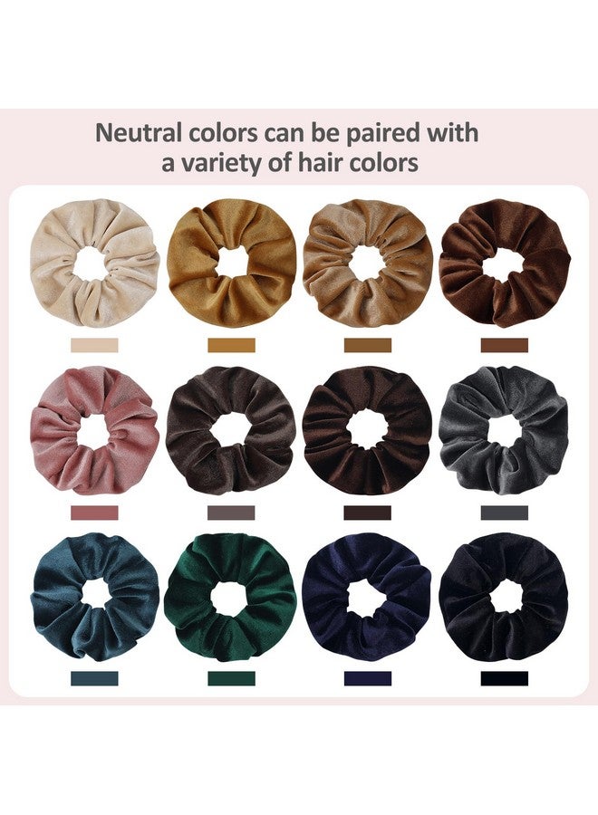 CHIROGRAPHY Velvet Hair Scrunchies for Women - Large Elastic Hair Bands Soft and Comfortable Ponytail Holders (Pack of 12, Multicolor) - Image 4