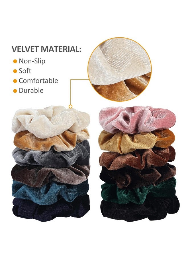 CHIROGRAPHY Velvet Hair Scrunchies for Women - Large Elastic Hair Bands Soft and Comfortable Ponytail Holders (Pack of 12, Multicolor) - Image 3