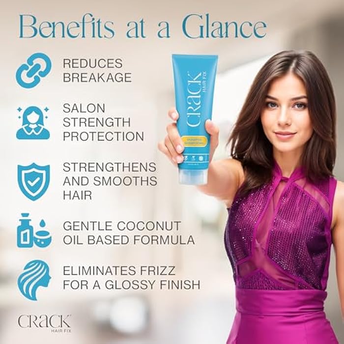 Crack HAIR FIX Shampoo with Twist Bottle | Moisturizing & Strengthening Sulfate-Free Formula | Protects Against Dryness, Reduces Breakage & Restores Shine | 8.5 Oz / 241 G - Image 3