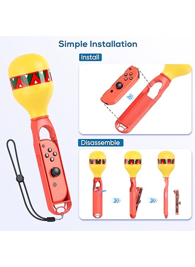 Colorskin - 2Pcs Sand Hammer Hand Grip Controller Fit for Switch/Samba De Amigo Party Central Nintendo Joycon Games Switch OlED Sports Game Accessories with Built-In Eco-Friendly Pellets Rustle to The Music - Image 1