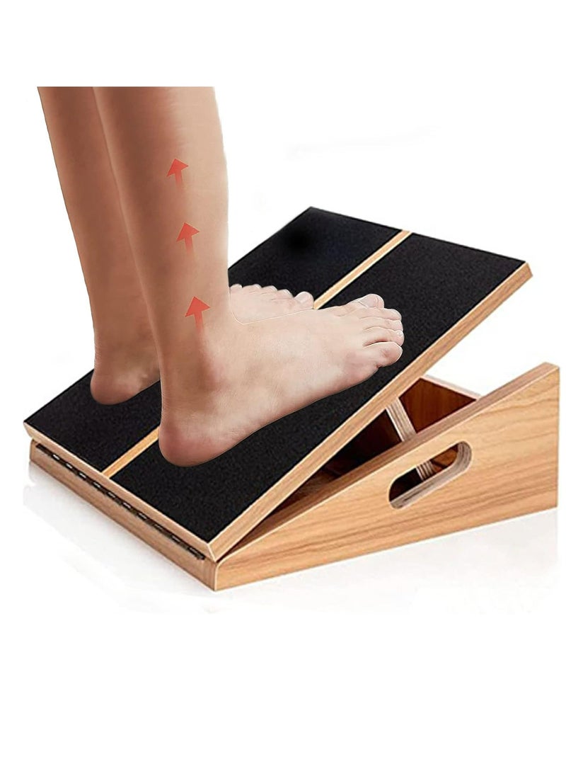 Generic Professional Wooden Incline Board Adjustable Incline Board And Calf Stretcher Stretch Board - Non-Slip Stretch Board For Home Office Extra Side Handles For Easy Portability  - Image 1