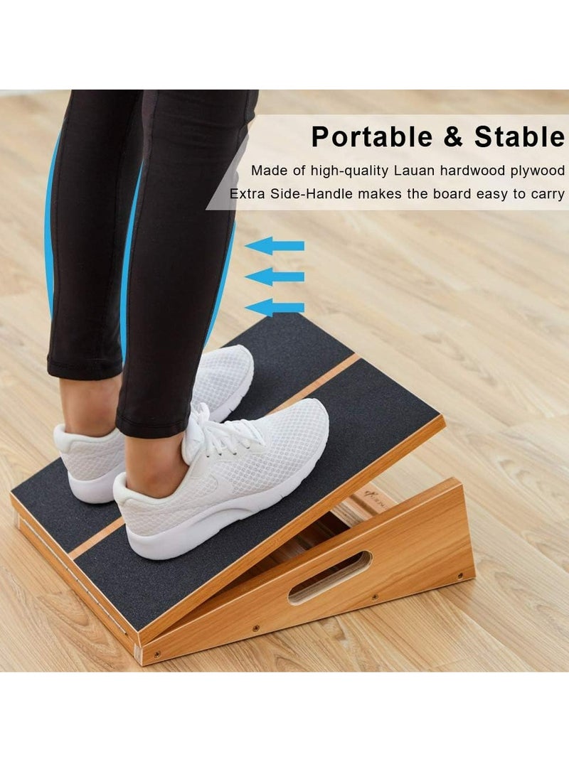 Generic Professional Wooden Incline Board Adjustable Incline Board And Calf Stretcher Stretch Board - Non-Slip Stretch Board For Home Office Extra Side Handles For Easy Portability  - Image 3