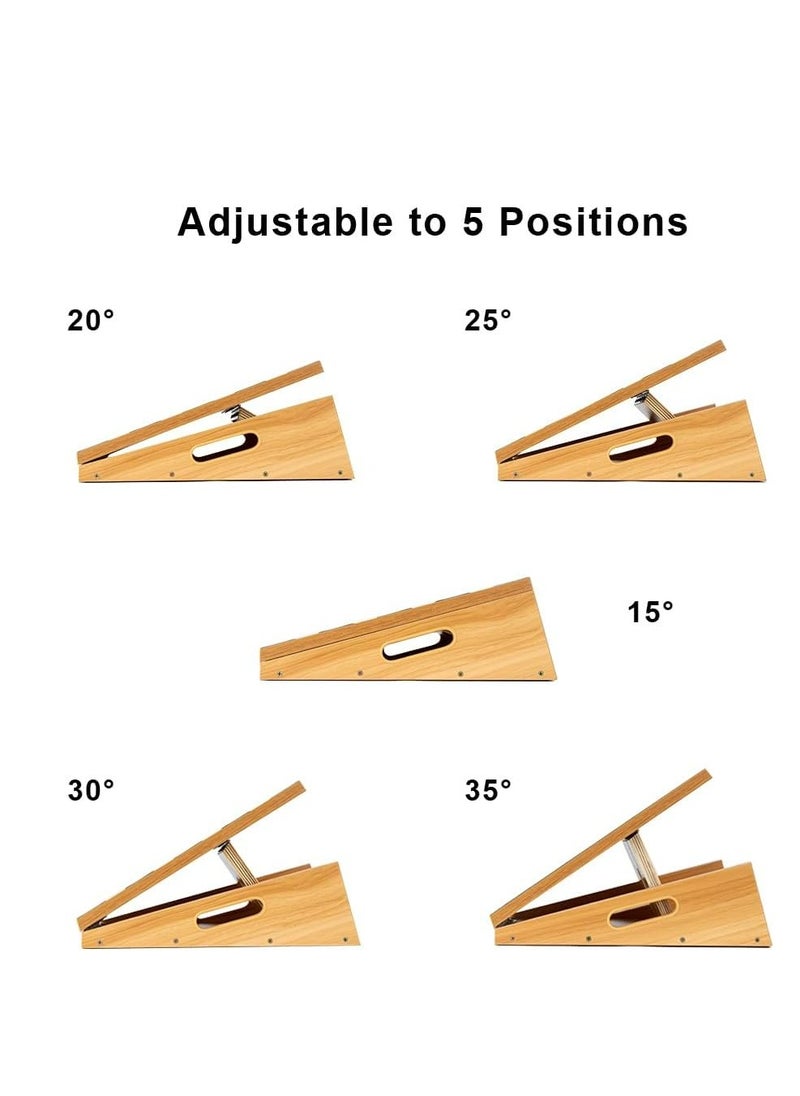 Generic - Professional Wooden Incline Board Adjustable Incline Board And Calf Stretcher Stretch Board - Non-Slip Stretch Board For Home Office Extra Side Handles For Easy Portability - Image 1
