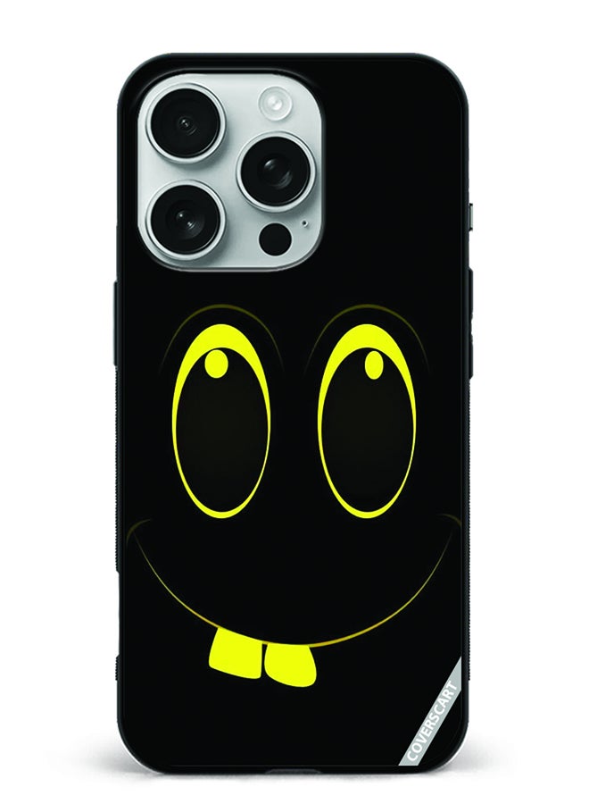 غطاء حماية لهاتف آبل آيفون 16 برو ماكس بتصميم وجه كرتوني أسود